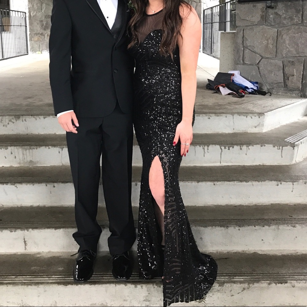 Black sequin prom dress